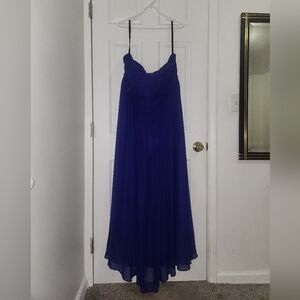 Alfred Angelo Indigo Purple Blue Chiffon Maxi Gown Dress Shirred Bodice Size 24